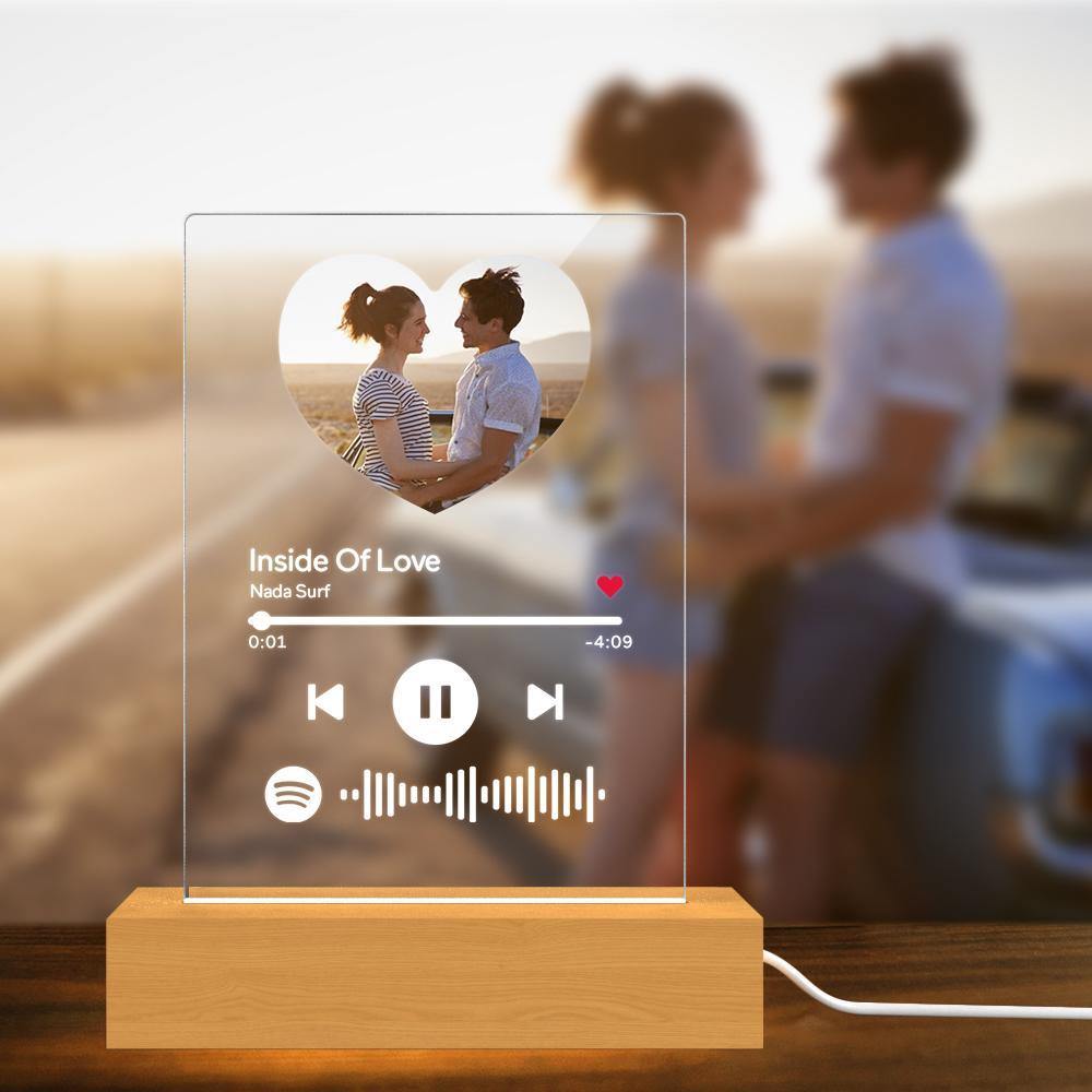 Scannable Spotify Code Night Light Acrylic Music Heart-shaped Photo Gifts for Couple