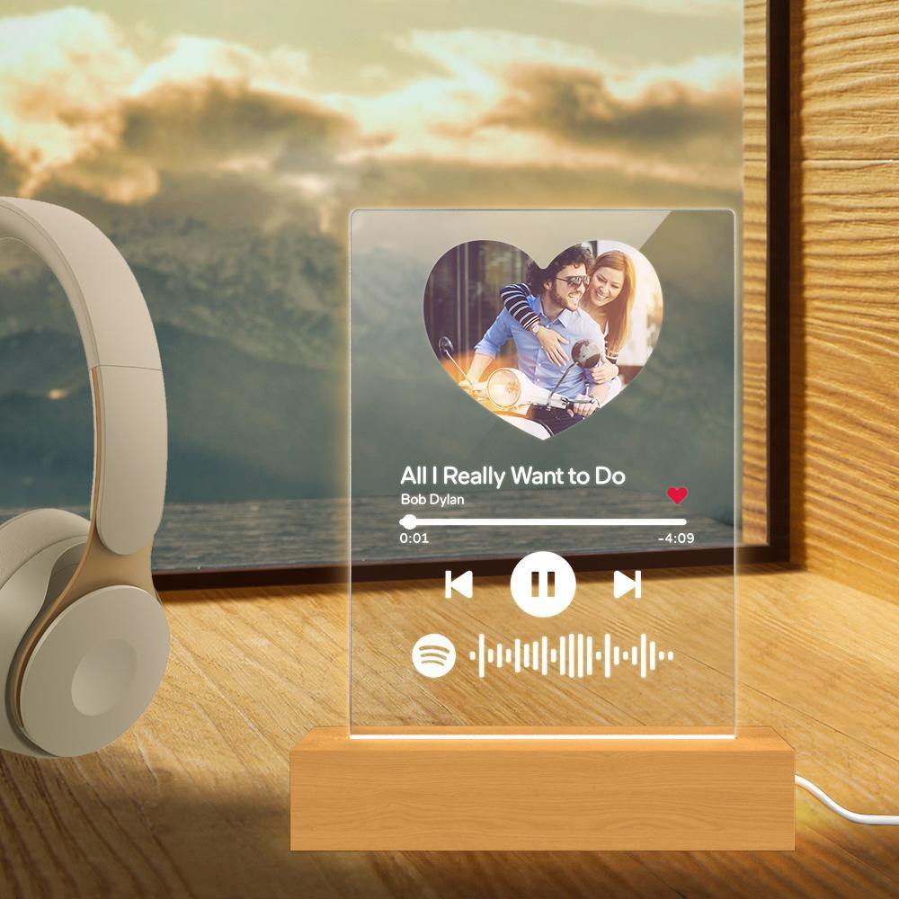 Scannable Spotify Code Night Light Heart-shaped Photo Couple Memorial Gifts
