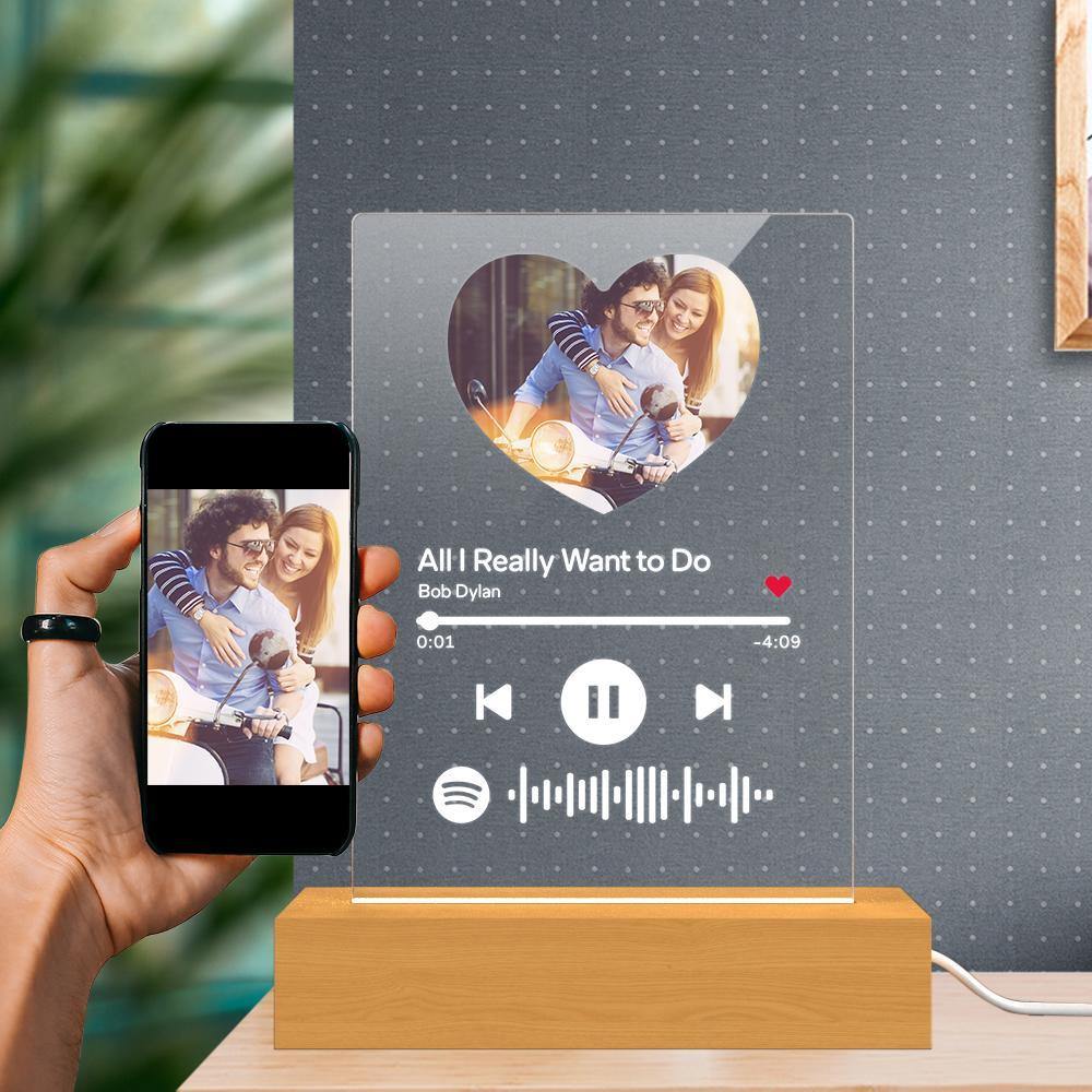 Scannable Spotify Code Night Light Heart-shaped Photo Couple Memorial Gifts