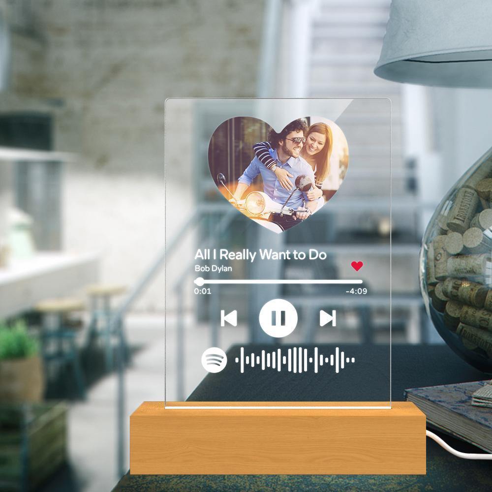 Scannable Spotify Code Night Light Heart-shaped Photo Couple Memorial Gifts
