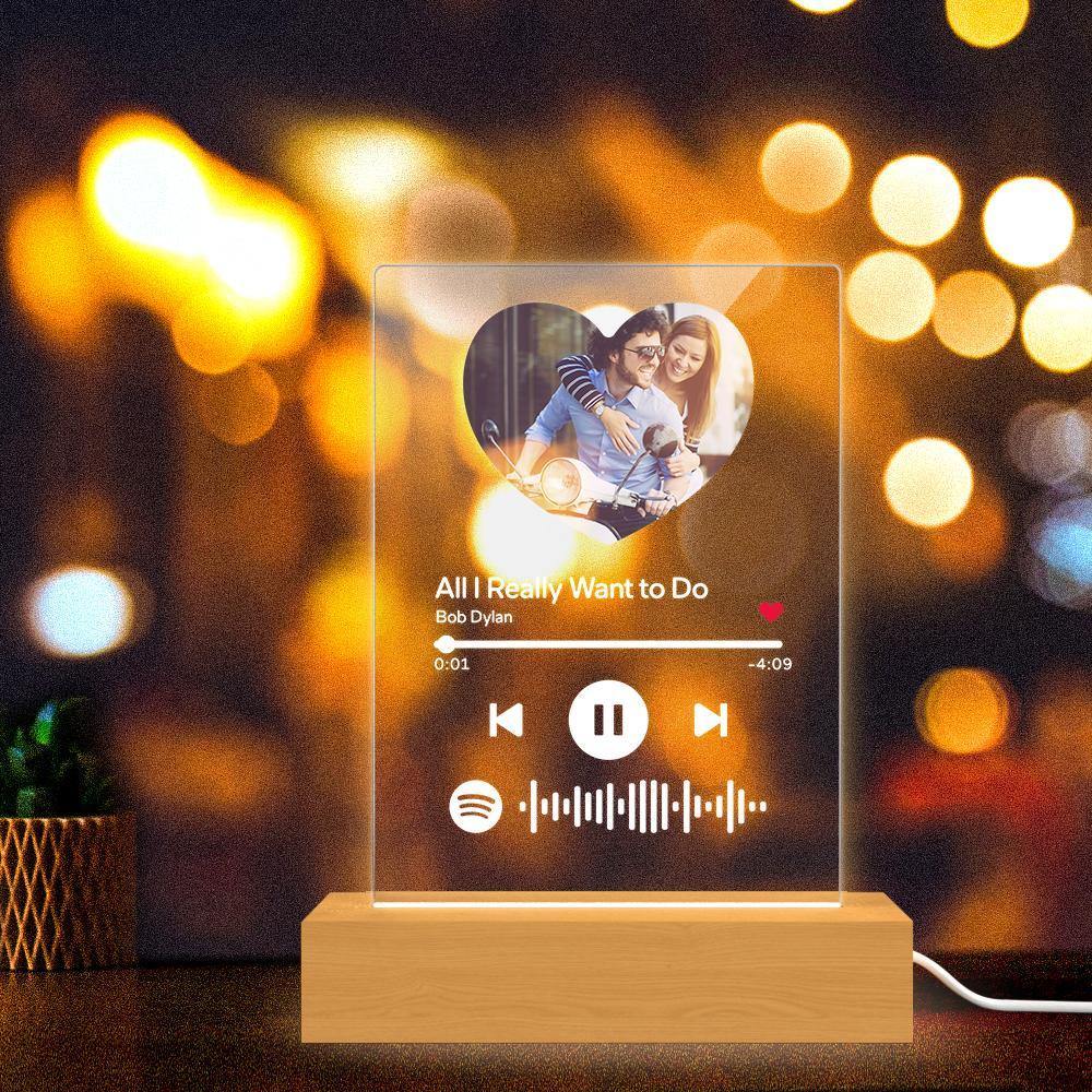 Scannable Spotify Code Night Light Heart-shaped Photo Couple Memorial Gifts