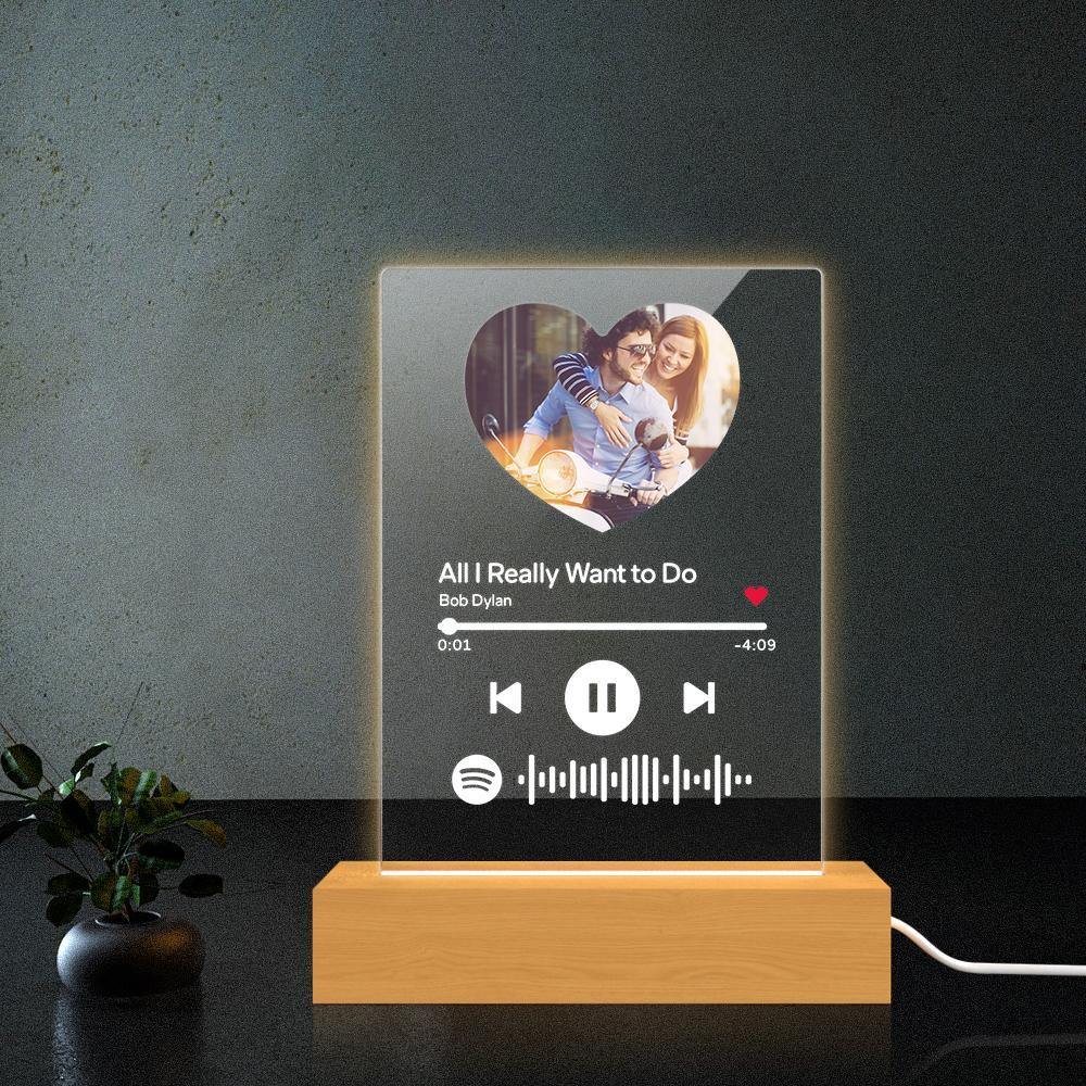 Scannable Spotify Code Night Light Heart-shaped Photo Couple Memorial Gifts