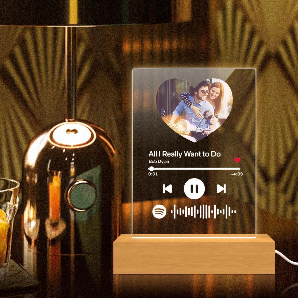 Scannable Spotify Code Night Light Heart-shaped Photo Couple Memorial Gifts