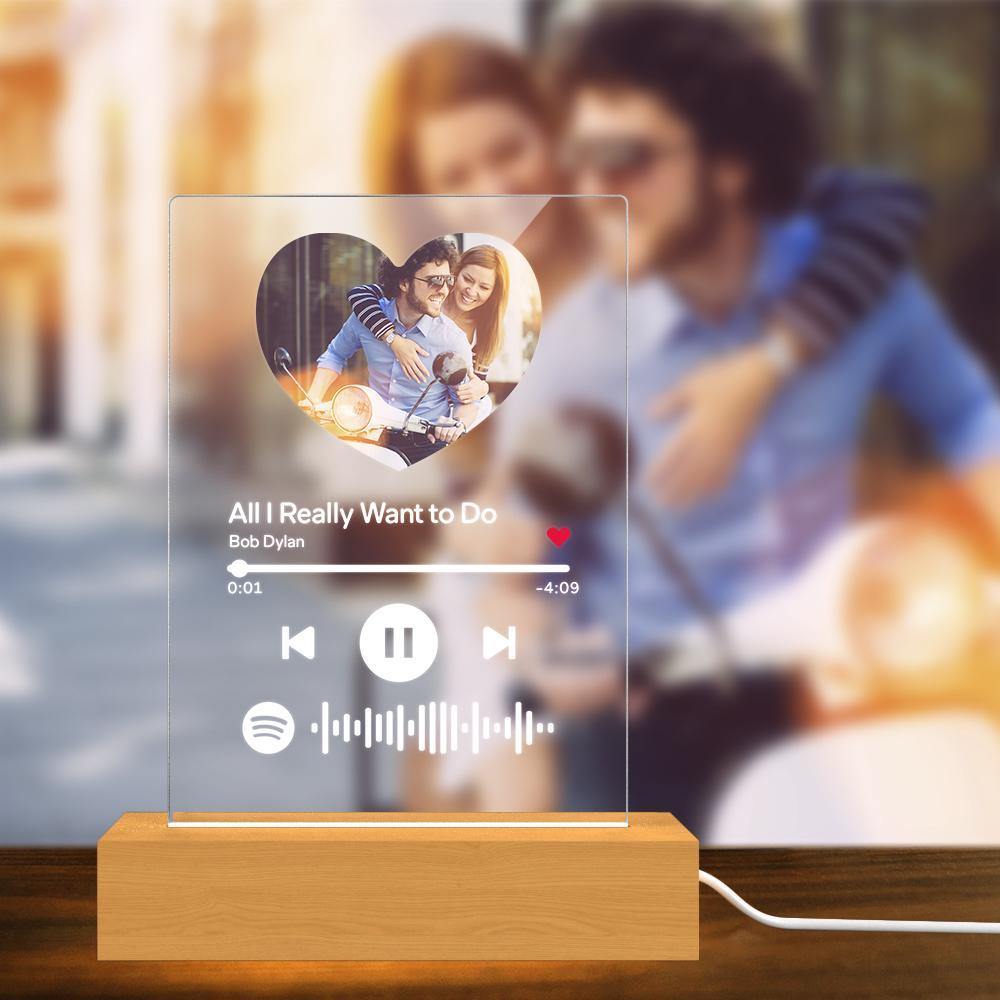 Scannable Spotify Code Night Light Heart-shaped Photo Couple Memorial Gifts