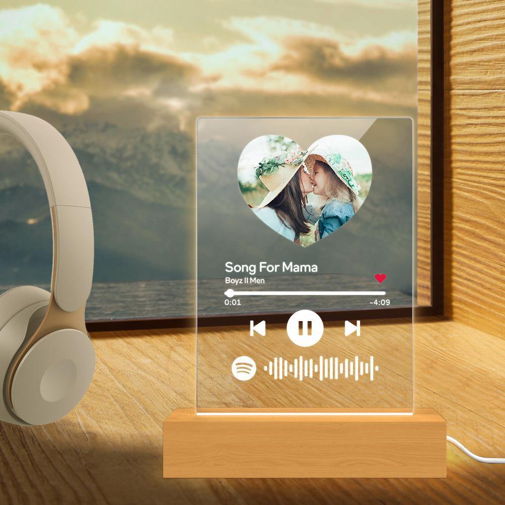 Mother's Day Gift-Scannable Spotify Code Night Light Heart-shaped Photo Holiday Surprise Gift