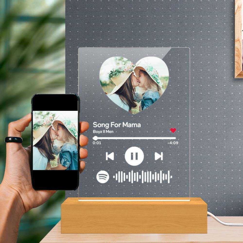 Mother's Day Gift-Scannable Spotify Code Night Light Heart-shaped Photo Holiday Surprise Gift