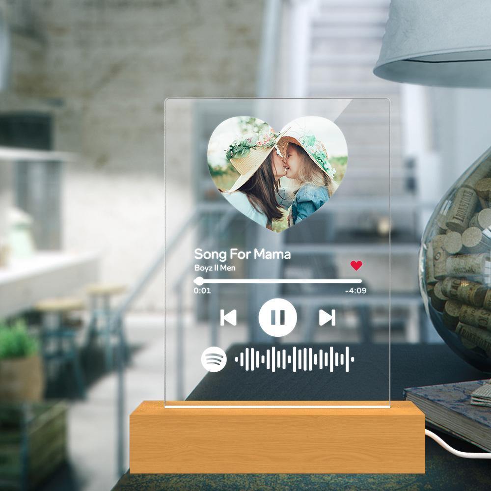 Mother's Day Gift-Scannable Spotify Code Night Light Heart-shaped Photo Holiday Surprise Gift
