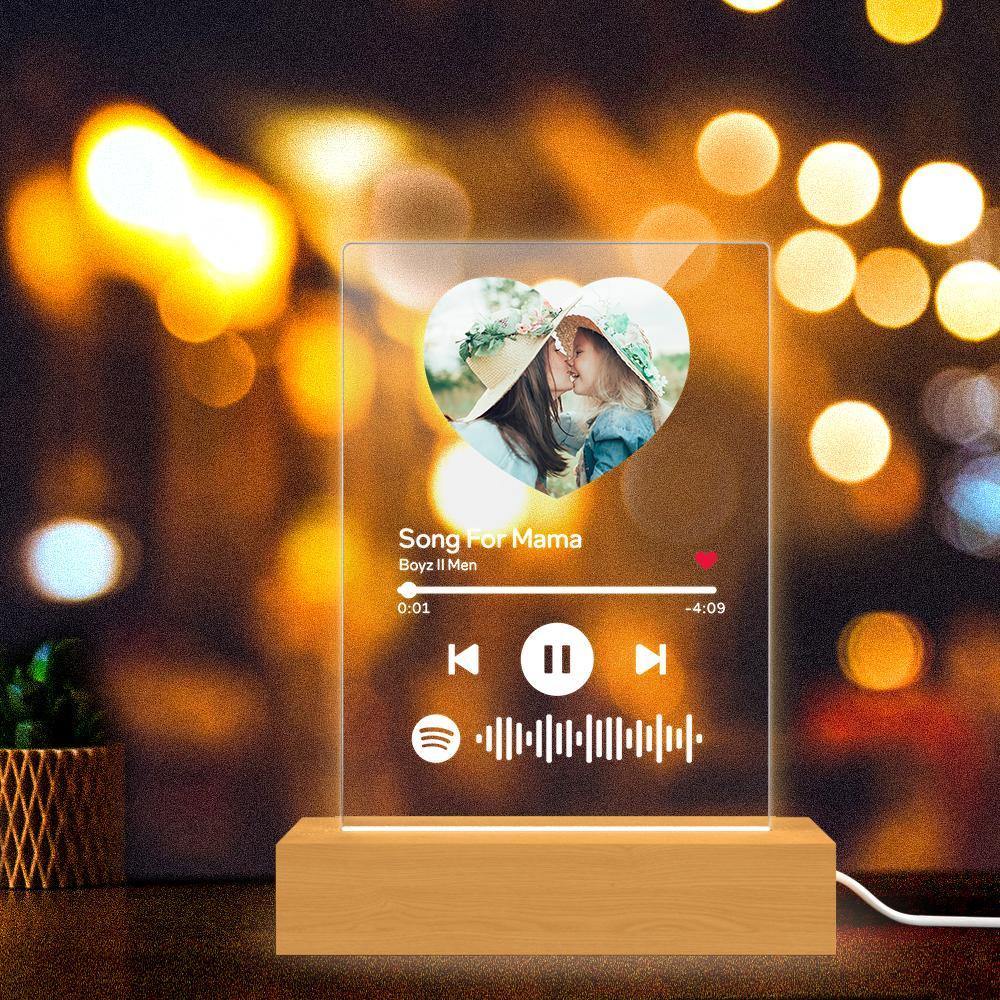 Mother's Day Gift-Scannable Spotify Code Night Light Heart-shaped Photo Holiday Surprise Gift