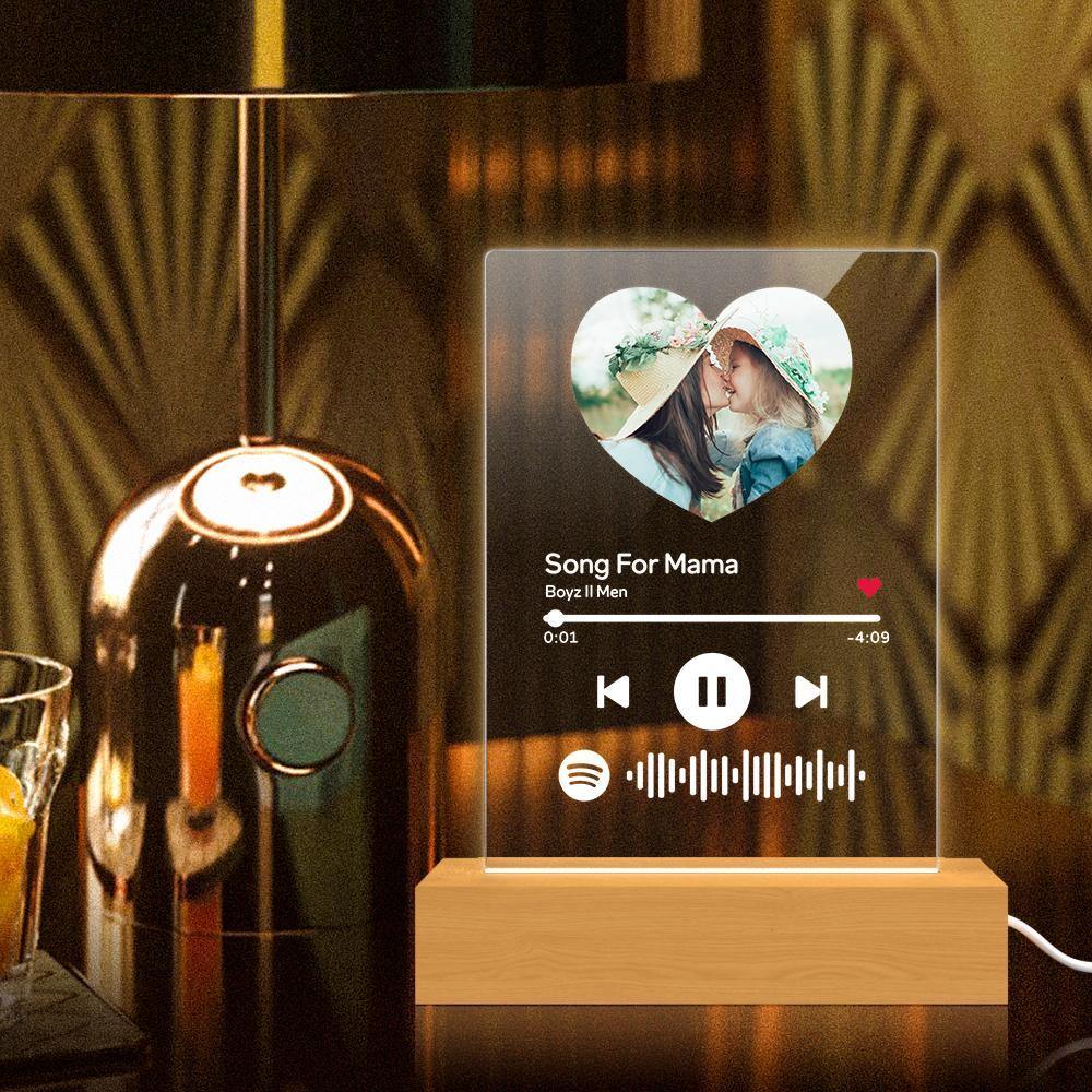 Mother's Day Gift-Scannable Spotify Code Night Light Heart-shaped Photo Holiday Surprise Gift