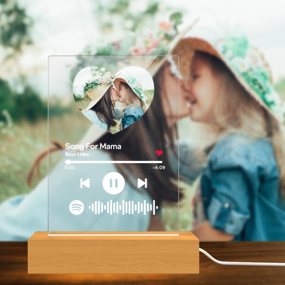 Mother's Day Gift-Scannable Spotify Code Night Light Heart-shaped Photo Holiday Surprise Gift