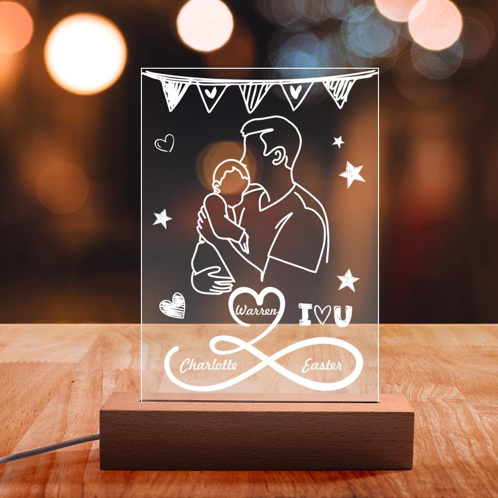 Custom Engraved Night Light Father's Day Line Silhouette Gifts