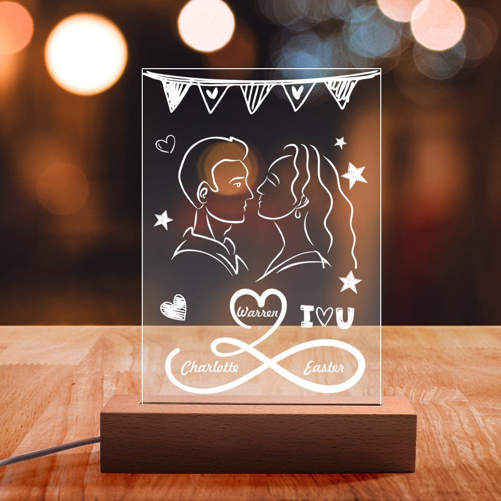 Custom Engraved Night Light Romantic Confession Surprise Gift for Couple