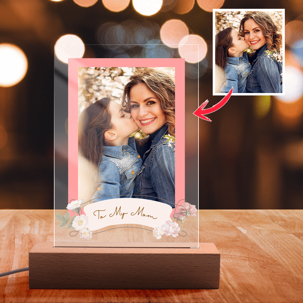 Custom Photo Engraved Night Light Creativity Gifts for Mom