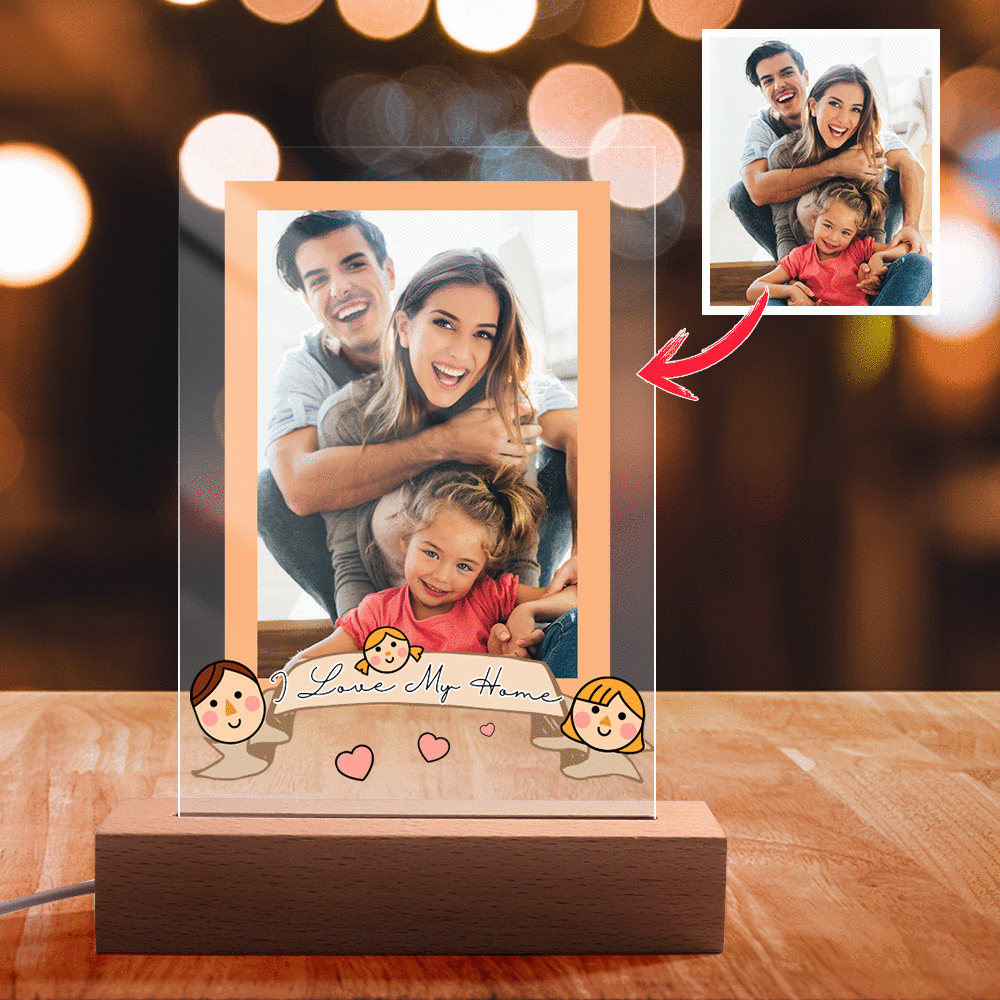 Custom Photo Engraved Night Light Warm unique gift for Family