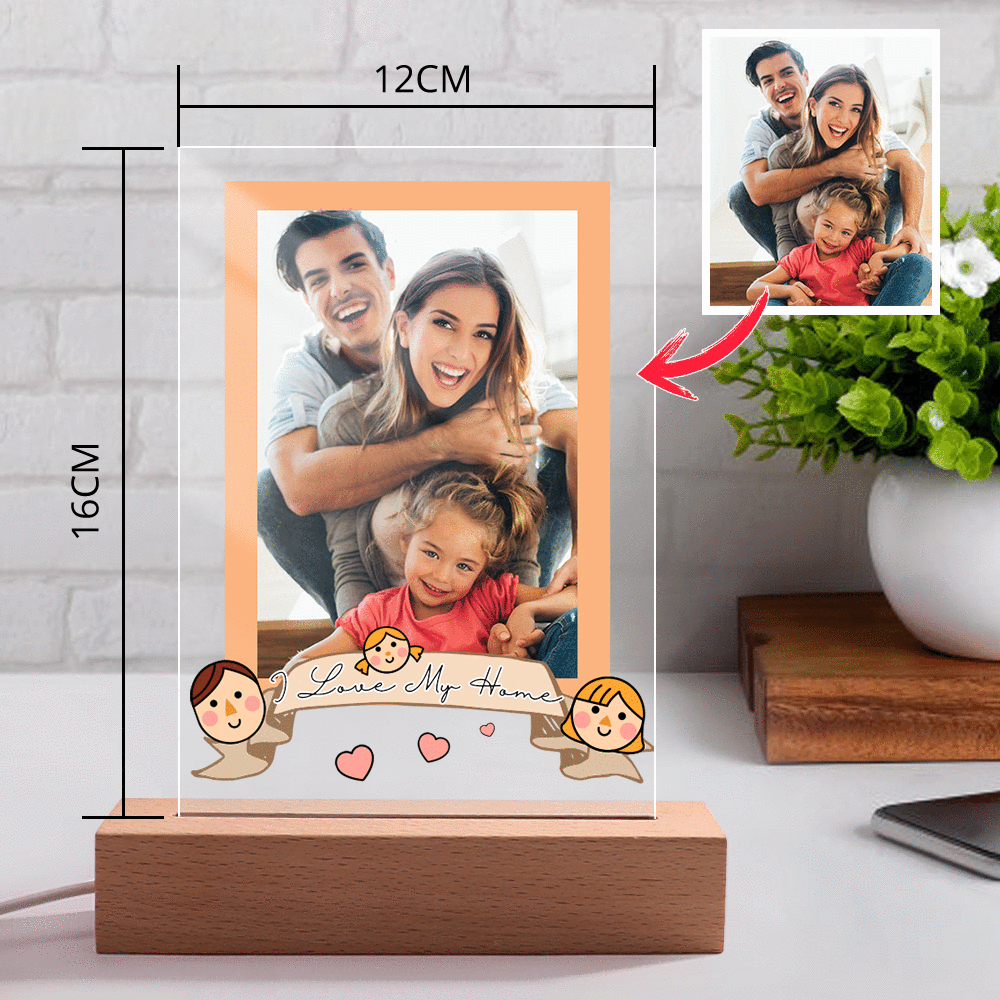 Custom Photo Engraved Night Light Warm unique gift for Family