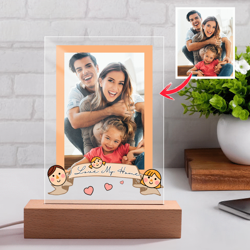 Custom Photo Engraved Night Light Warm unique gift for Family