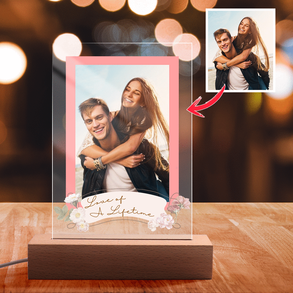 Custom Photo Engraved Night Light Romantic Confession Gift for Couple