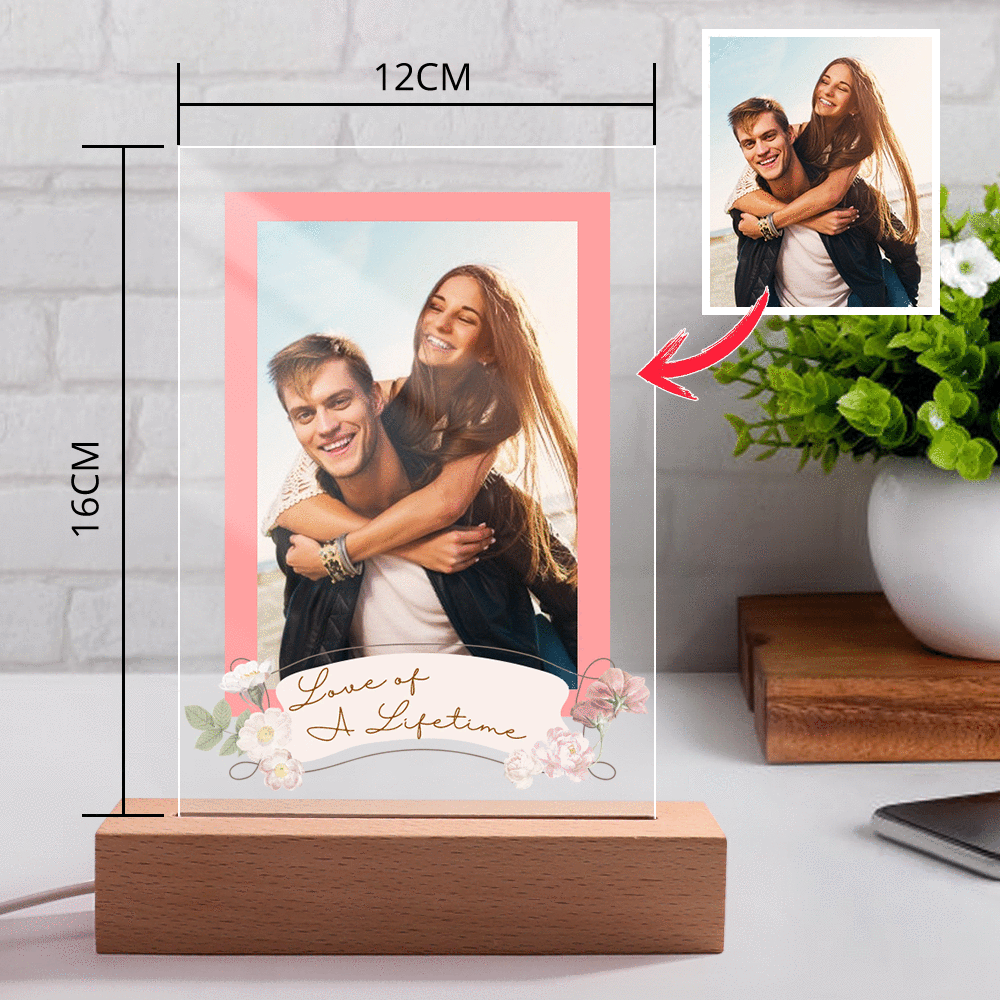 Custom Photo Engraved Night Light Romantic Confession Gift for Couple