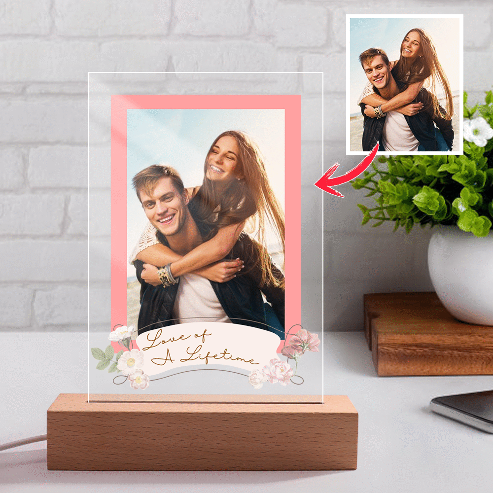 Custom Photo Engraved Night Light Romantic Confession Gift for Couple