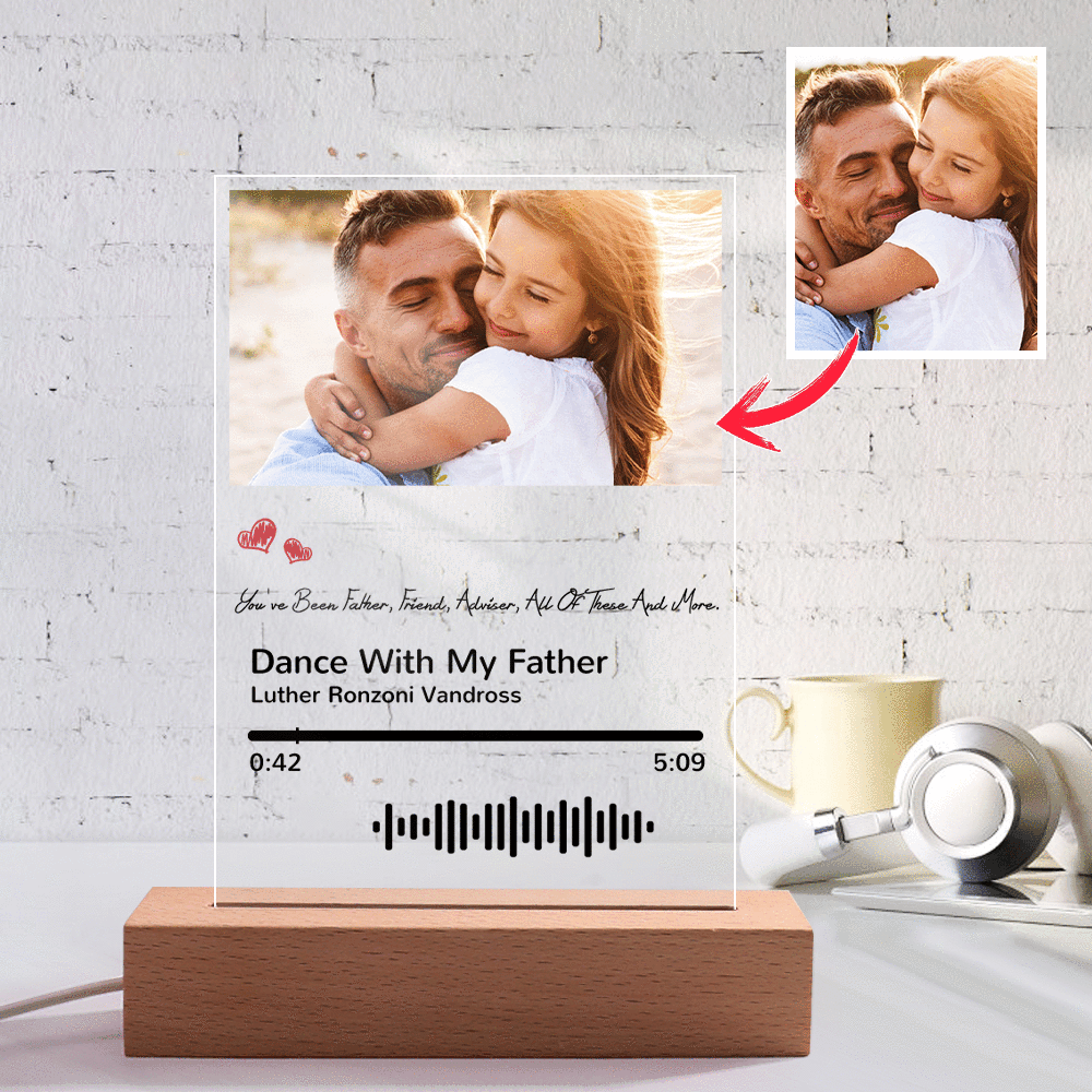 Scannable Music Code Night Light Photo Engraved Acrylic Father's Day Gifts
