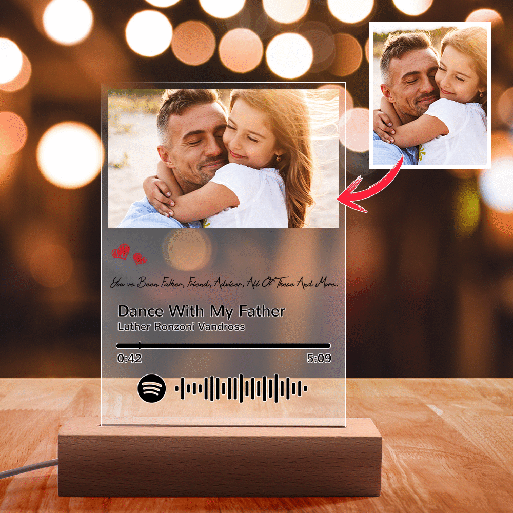 Scannable Spotify Code Night Light Photo Engraved Acrylic Father's Day Gifts