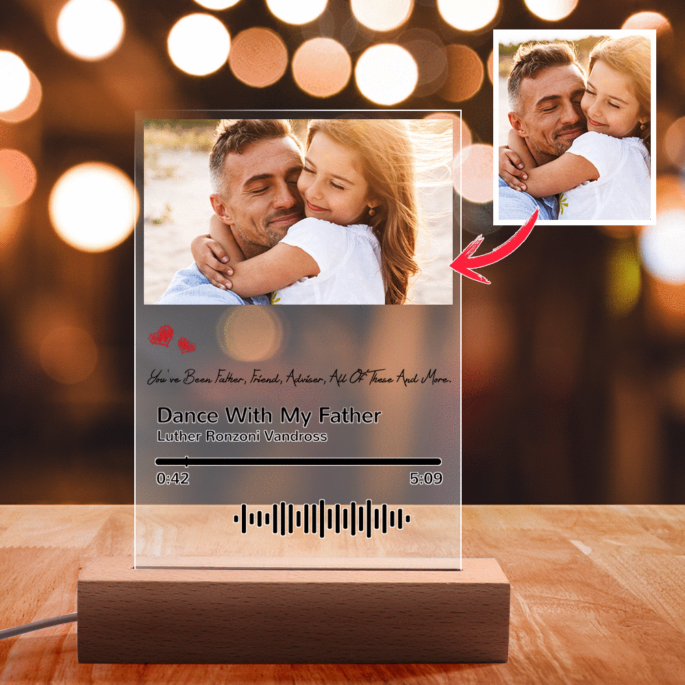 Scannable Music Code Night Light Photo Engraved Acrylic Father's Day Gifts