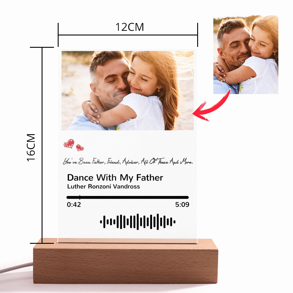 Scannable Music Code Night Light Photo Engraved Acrylic Father's Day Gifts