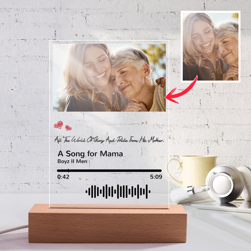 Scannable Music Code Night Light Photo Engraved Gifts for Mom