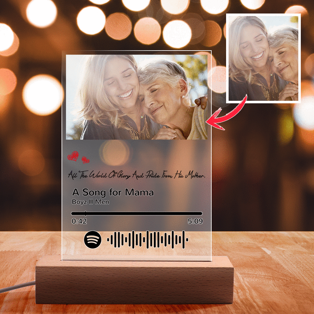 Scannable Spotify Code Night Light Photo Engraved Gifts for Mom