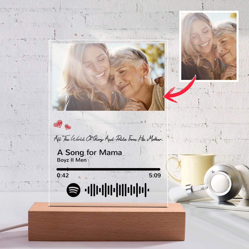Scannable Spotify Code Night Light Photo Engraved Gifts for Mom