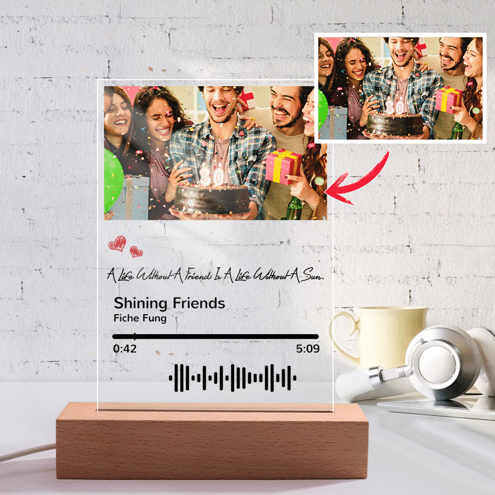 Scannable Music Code Night Light Photo Engraved Creativity Gifts for Friends