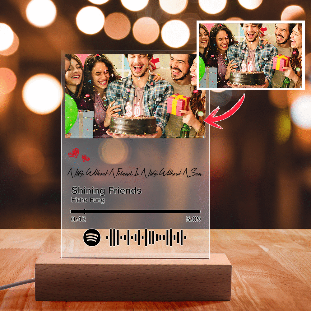 Scannable Spotify Code Night Light Photo Engraved Creativity Gifts for Friends