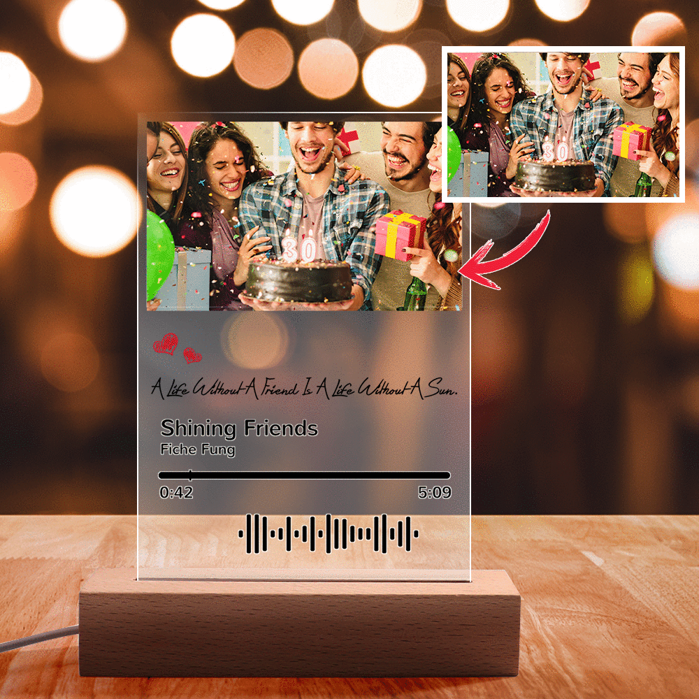 Scannable Music Code Night Light Photo Engraved Creativity Gifts for Friends