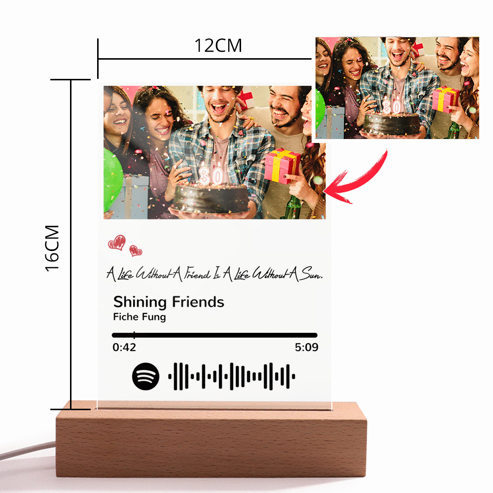 Scannable Spotify Code Night Light Photo Engraved Creativity Gifts for Friends