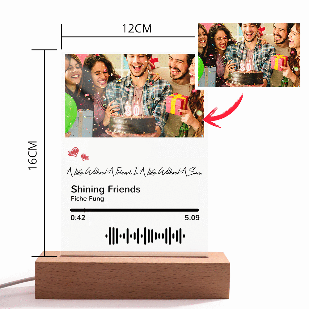 Scannable Music Code Night Light Photo Engraved Creativity Gifts for Friends