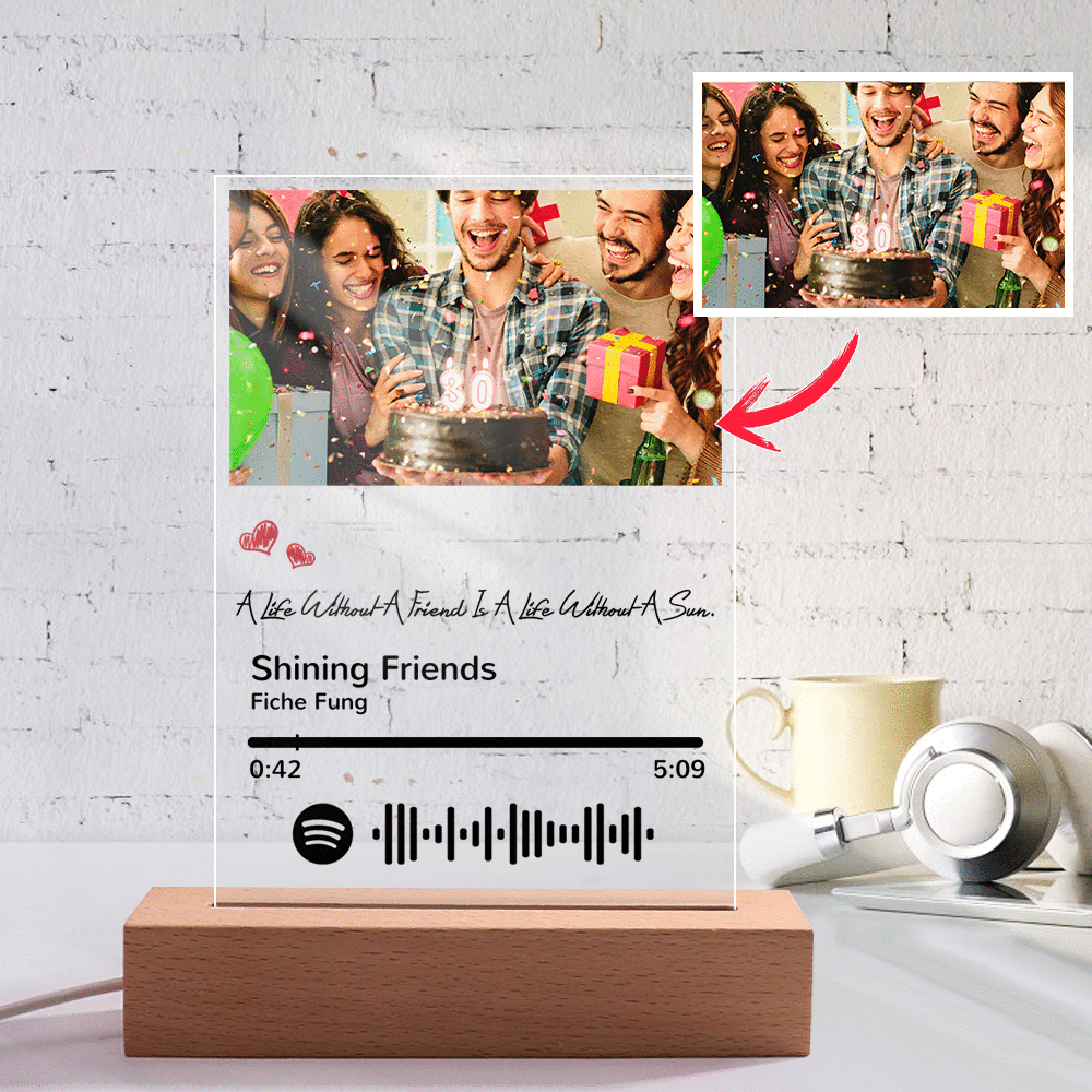 Scannable Spotify Code Night Light Photo Engraved Creativity Gifts for Friends
