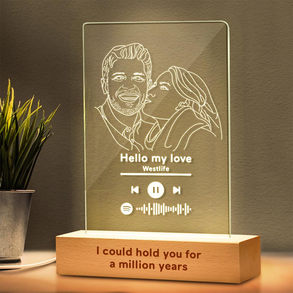 Scannable Spotify Code Photo Frame Acrylic Music Plaque Photo Night Light Unique Gift