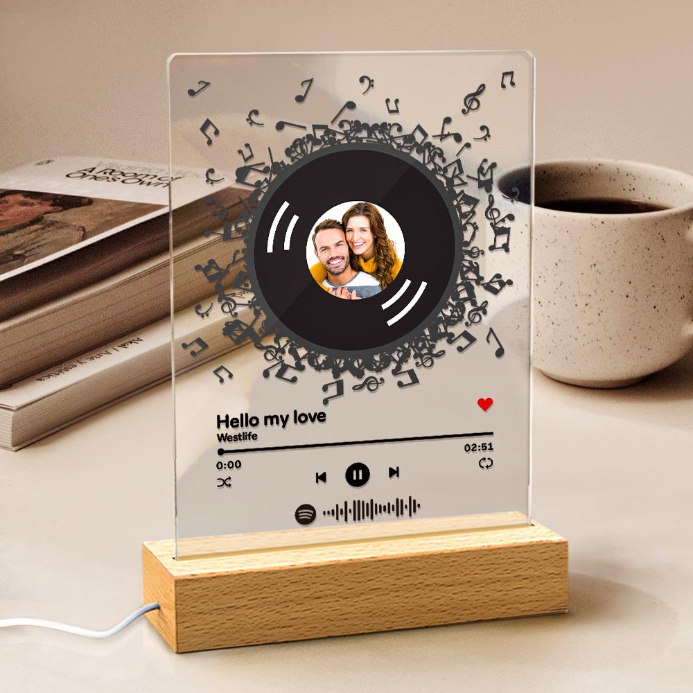 Custom Photo & Song Title Spotify Code Acrylic Music Night Light