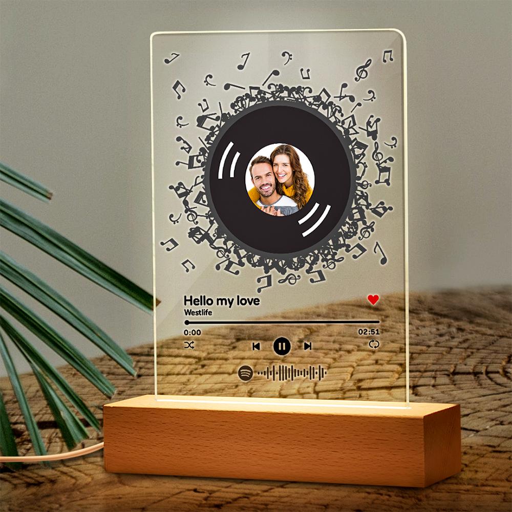 Custom Photo & Song Title Spotify Code Acrylic Music Night Light