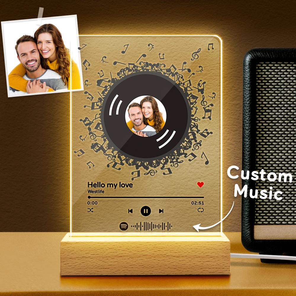 Custom Photo & Song Title Spotify Code Acrylic Music Night Light