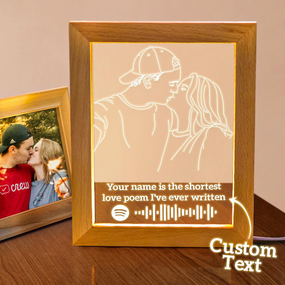 Custom 3D Photo Nignt Light Spotify Code Music Led Lamp Personalised Text Engraving Frame Gift for Lovers