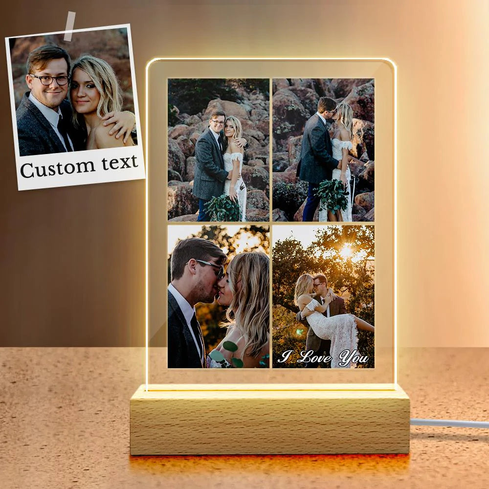 Custom Multi Photo Acrylic Keychain Personalized Collage Photo Key Ring for Lover