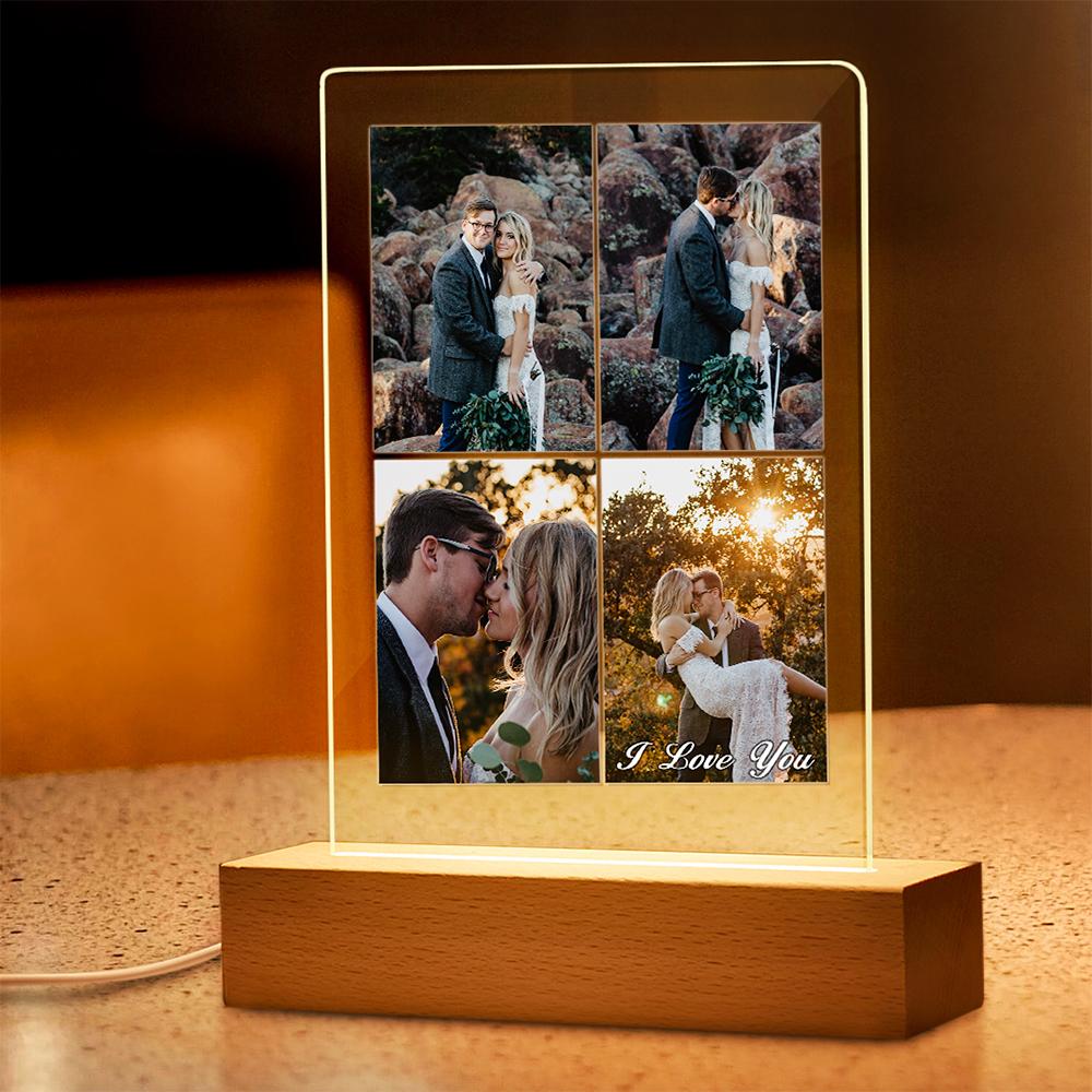 Custom Multi Photo Acrylic Night Light Personalized Collage Photo Lamp