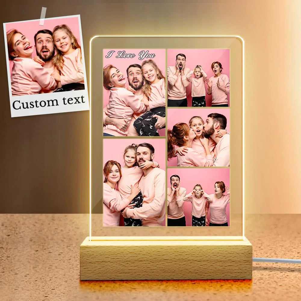 Custom Multi Photo Acrylic Keychain Personalized Collage Photo Key Ring for Lover