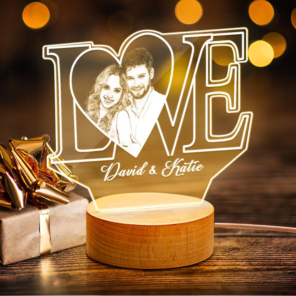 LOVE 3D Night Light with Text & Photo Special Gift for Couples