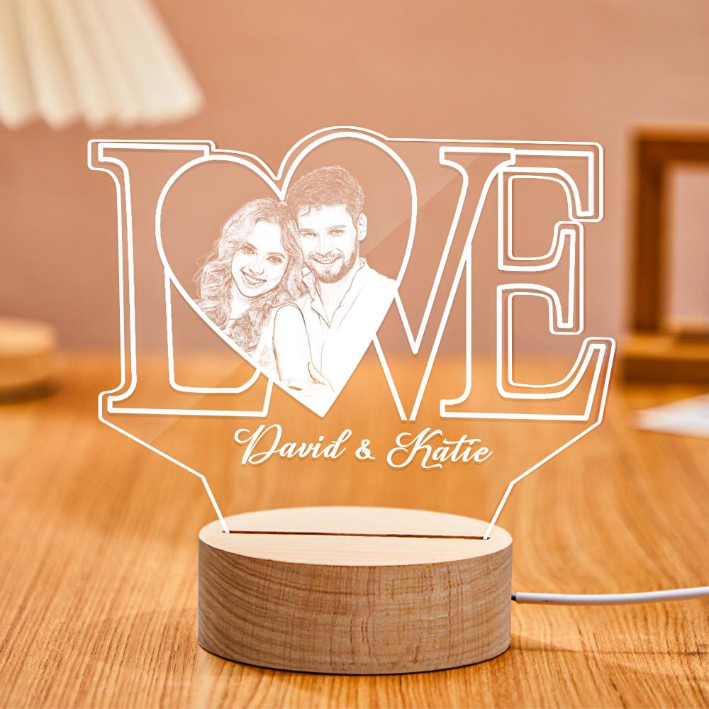 LOVE 3D Night Light with Text & Photo Special Gift for Couples