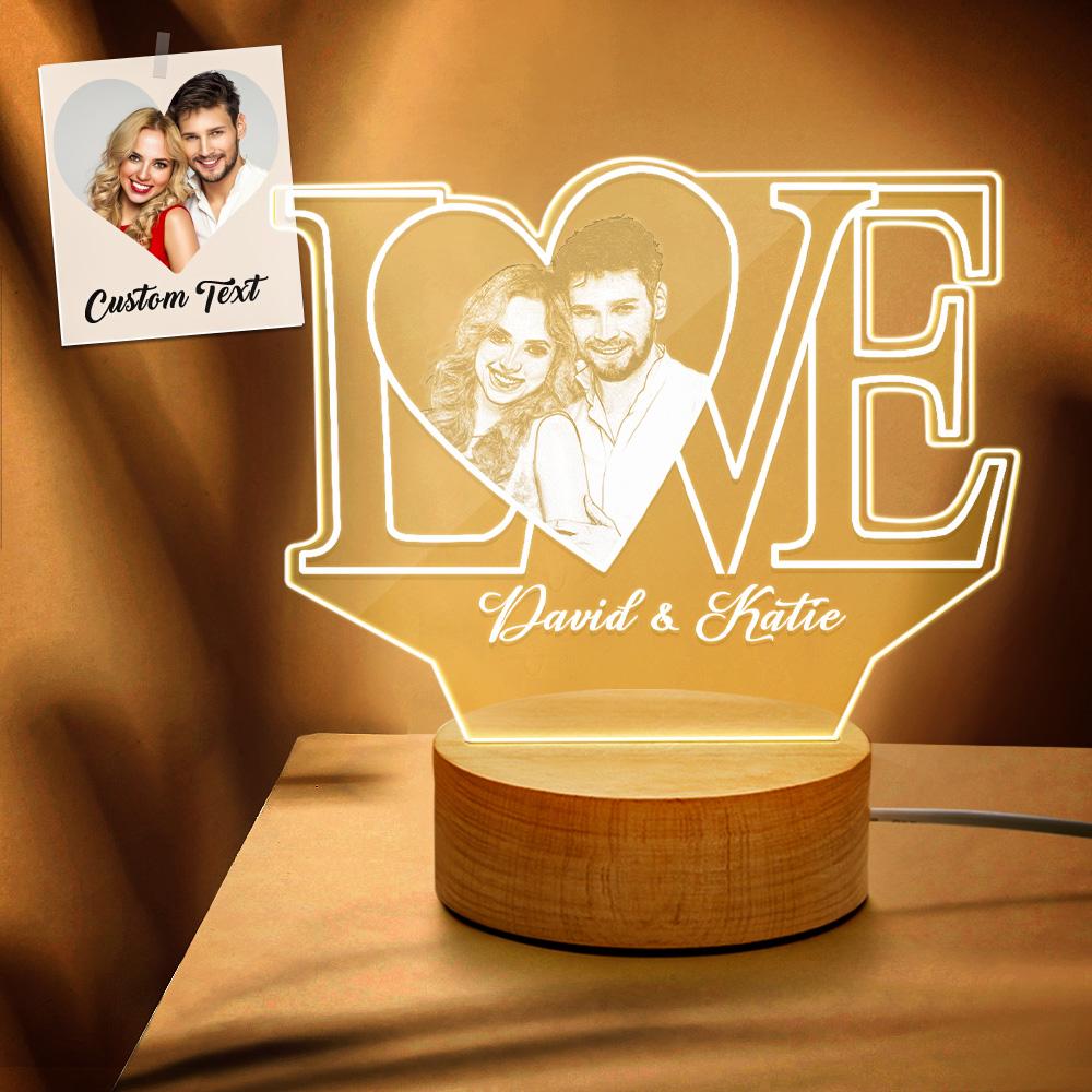 LOVE 3D Night Light with Text & Photo Special Gift for Couples