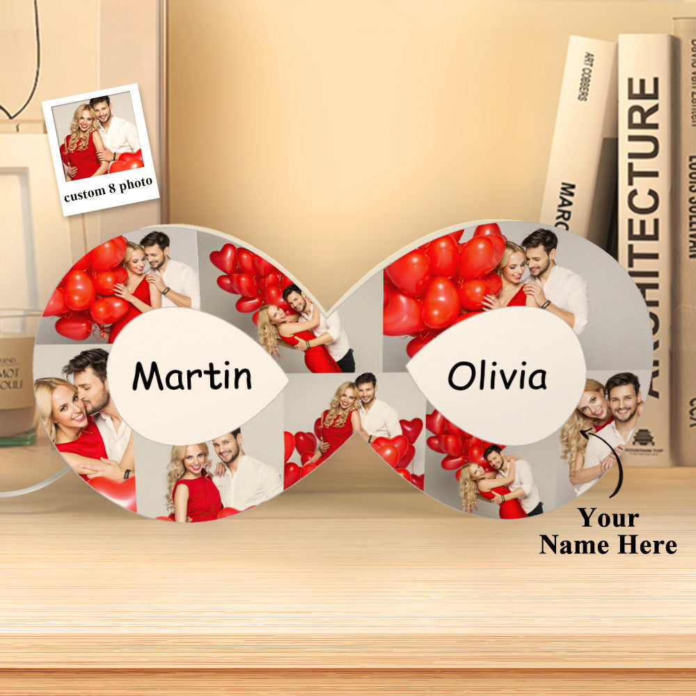 Custom Photo Collage Lamp Infinity Night Light Romantic Gift for Her