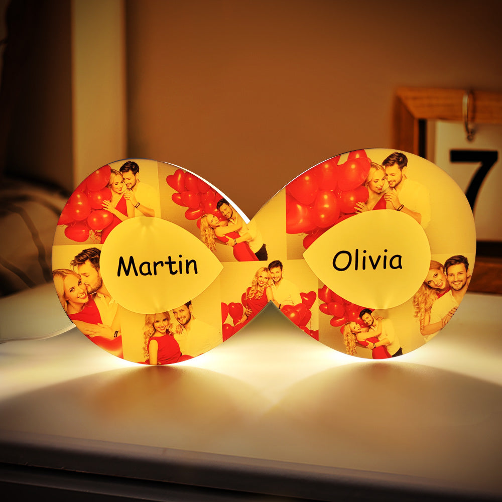 Custom Photo Collage Lamp Infinity Night Light Romantic Gift for Her