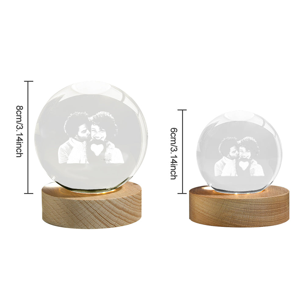 Custom 2D Photo Crystal Ball Night Light Personalized Photo Crystal Light Birthday Anniversary Wedding Gifts